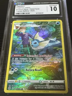Pokemon Vaporeon Brilliant Stars TG02/TG30 Trainer Gallery CGC Gem Mint 10 - Image 3