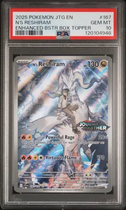 2025 POKEMON JTG EN-JOURNEY TOGETHER #167 N'S RESHIRAM PSA 10 - Image 1
