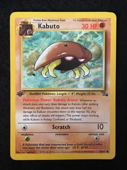Pokemon TCG Fossil Set Kabuto First Edition (1st Edition) Common 50/62 - Image 1