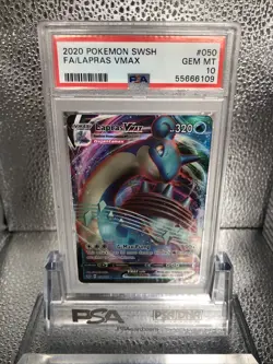 Lapras VMAX 50/202 Sword & Shield Base Set English Pokemon GEM MT PSA 10 - Image 1