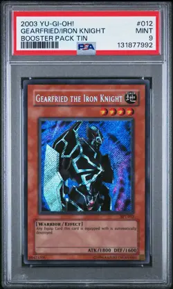 2003 Yu-Gi-Oh! Gearfried The Iron Knight BPT Limited Edition Secret Rare PSA 9 - Image 1