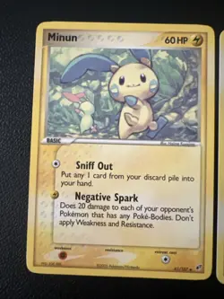 Pokemon TCG Minun 41/107 Deoxys Uncommon Card Normal LP Nintendo Pokemon 2005 - Image 2