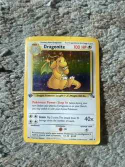 Pokemon TCG Dragonite Holo Rare 1st Edition Fossil Card 4/62 - Image 1