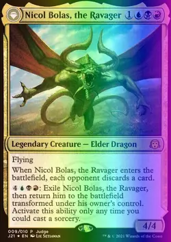 MTG Nicol Bolas, the Ravager (9/5) Judge Gift Cards 2021 old LP FOIL - Image 1