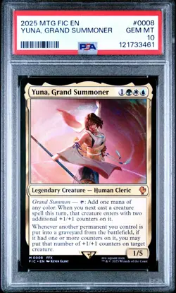 2025 MTG FINAL FANTASY COMMANDER EXTENDED ART #0192 YUNA, GRAND SUMMONER PSA 10 - Image 1