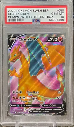 PSA 10 GEM MINT Pokemon Charizard V Champions Path Elite Trainer Box SWSH050 - Image 1