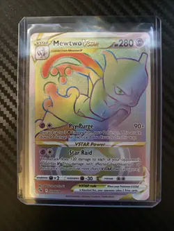 Pokemon Go Mewtwo VSTAR TCG Card Rainbow Secret Rare 079/078 Mint Condition - Image 3