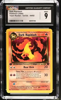 CGC 9 MINT Dark Rapidash Team Rocket 1st Edition 44/82 Pokemon Card - Image 1