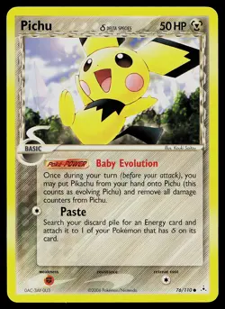 Pokemon Card - Pichu (Delta Species) Holon Phantoms 76/110 Common Non Holo - Image 1