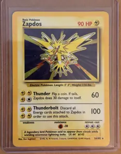 Zapdos 16/102 Base Set Unlimited Holo Pokemon TCG card MP - Image 1