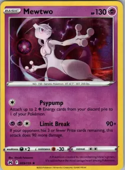 Pokemon Card Mewtwo 059/159 Holo Crown Zenith - Near Mint - Image 1