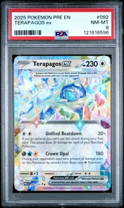 2025 POKEMON PRE EN-PRISMATIC EVOLUTIONS #092 TERAPAGOS EX PSA 8 - Image 1