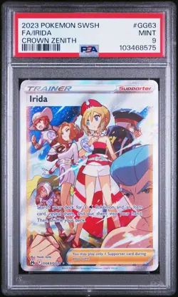 2023 POKEMON SWORD & SHIELD CROWN ZENITH #GG63 FULL ART/IRIDA PSA 9 - Image 1
