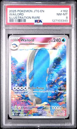 2025 POKEMON JTG EN-JOURNEY TOGETHER ILLUSTRATION RARE #162 WAILORD PSA 8 - Image 1