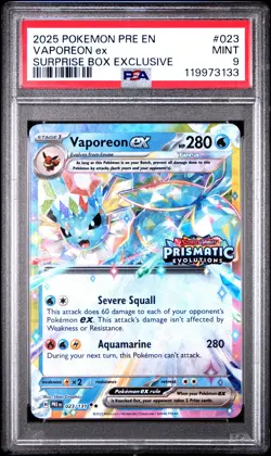 2025 POKEMON PRE EN-PRISMATIC EVOLUTIONS #023 VAPOREON EX PSA 9 - Image 1