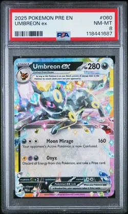 2025 POKEMON PRE EN-PRISMATIC EVOLUTIONS #060 UMBREON EX PSA 8 - Image 1