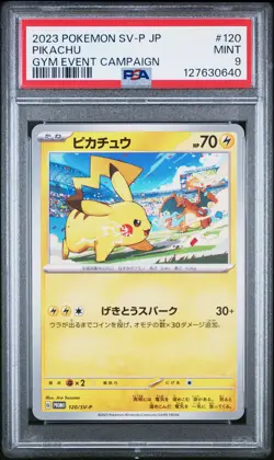 2023 POKEMON JPN SV-P PROMO GYM EVENT CAMPAIGN #120 PIKACHU PSA 9 - Image 1