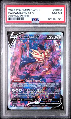 2023 POKEMON SWORD & SHIELD CROWN ZENITH #GG54 FULL ART/ZAMAZENTA V PSA 8 - Image 1