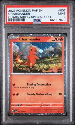 2025 POKEMON PAF EN-PALDEAN FATES CHARIZARD EX SPECIAL COLL CHARMANDER PSA 9 - Image 1