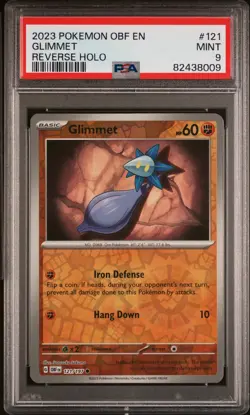 2023 POKEMON OBF EN-OBSIDIAN FLAMES REVERSE HOLO #121 GLIMMET PSA 9 - Image 1