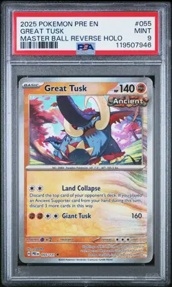 2025 POKEMON PRE EN-PRISMATIC EVOLUTIONS #055 GREAT TUSK PSA 9 - Image 1