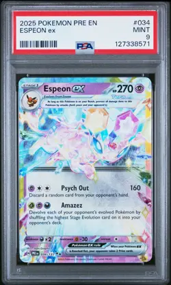 2025 POKEMON PRE EN-PRISMATIC EVOLUTIONS #034 ESPEON EX PSA 9 - Image 1