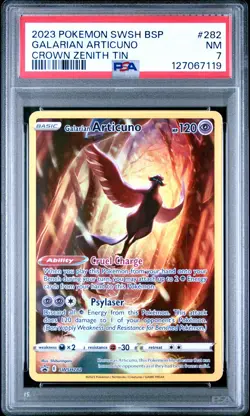 2023 POKEMON SWSH BLACK STAR PROMO CROWN ZENITH TIN #282 GALARIAN ARTICUNO PSA 7 - Image 1