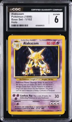1999 POKEMON BASE SET HOLO #1 ALAKAZAM CGC 6 - Image 1