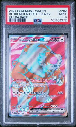 2024 POKEMON TWM EN-TWILIGHT MASQUERADE ULTRA RARE BLOODMOON URSALUNA EX PSA 9 - Image 1