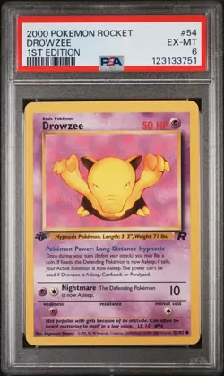 2000 POKEMON ROCKET 1ST ED #54 DROWZEE PSA 6 - Image 1