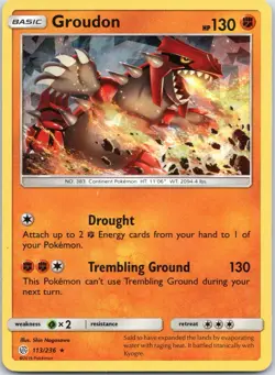 Pokemon TCG Groudon Sun & Moon - Cosmic Eclipse 113/236 Regular Rare Cracked Ice - Image 1
