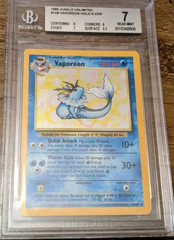 Beckett 7 Vaporeon Pokemon Holo WOTC 12/64 Jungle Set Rare 1999 (no symbol) - Image 3