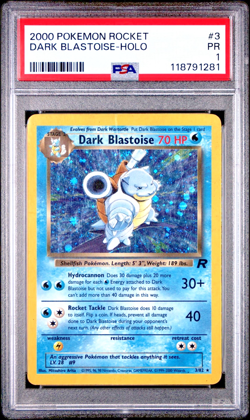 PSA 1 PR 2000 Team Rocket Dark Blastoise 3/82 Holo Foil Rare Pokemon Unlimited - Image 1