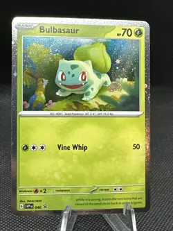 Pokemon 151 TCG Bulbasaur Promo Cosmo Holo Galaxy Swirl Variant NM SV 046 - Image 1