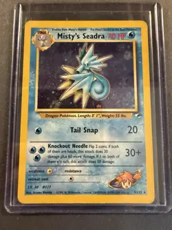 Pokemon TCG Misty's Seadra Holo Rare Card 9/132 Gym Heroes 2000 Rare - Image 3