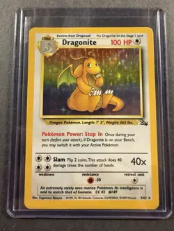 Pokemon TCG Dragonite Fossil Holo Unlimited Rare Card 4/62 LP Vintage - Image 3