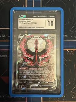 POKEMON CGC 10 Galarian Moltres V 177/198 2021 Chilling Reign Alt Art *2162 - Image 1