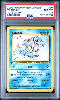 2000 POKEMON NEO GENESIS 1ST ED #80 TOTODILE PSA 8 - Image 1