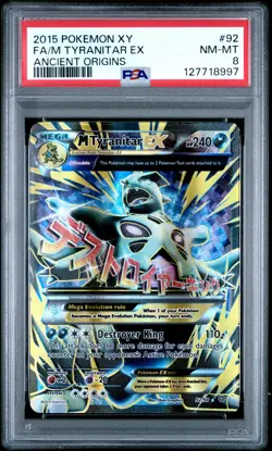 2015 Pokemon Xy Ancient Origins M Tyranitar EX #92 Fa Full Art Mega PSA 8 - Image 1