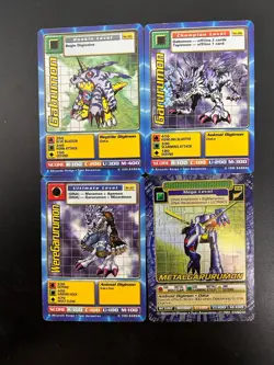 2001 Digimon Digital Monsters Metalgarurumon Foil And Wargreymon Holo Cards - Image 3