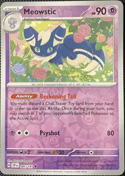 Meowstic 085/191 Sv08: Surging Sparks Reverse Holo - Pokemon Card - Image 1