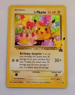 Birthday Pikachu 24 Celebrations Classic Collection Pokemon TCG - NM - Image 1