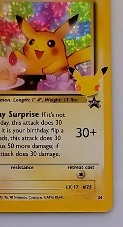 Birthday Pikachu 24 Celebrations Classic Collection Pokemon TCG - NM - Image 4