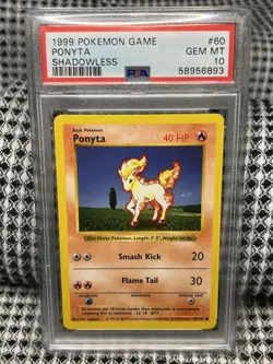 1999 Pokemon PONYTA #60 SHADOWLESS PSA 10 GEM MINT! - Image 1