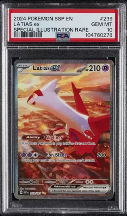 2024 POKEMON SSP EN-SURGING SPARKS SPECIAL ILLUSTRATION RARE LATIAS EX PSA 10 - Image 1
