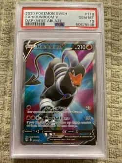 POKEMON 2020 DARKNESS ABLAZE FULL ART HOUNDOOM V #178 PSA GEM MINT 10 - Image 1