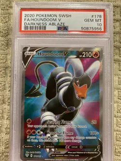 POKEMON 2020 DARKNESS ABLAZE FULL ART HOUNDOOM V #178 PSA GEM MINT 10 - Image 2