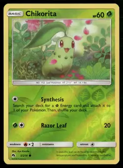 Chikorita (5) Common SM - Lost Thunder 5/214 NM Pokemon TCG - Image 1