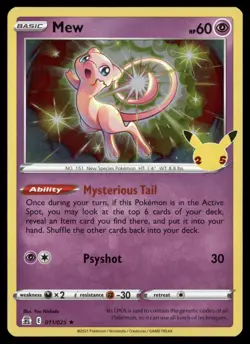 Mew Celebrations Holo Rare 011/025 Pokemon TCG - Image 1