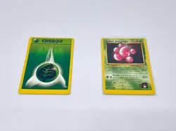 2 Gym Heroes Set Miscut Error Pokemon Cards RARE Erika’s Execute, Grass Energy - Image 1